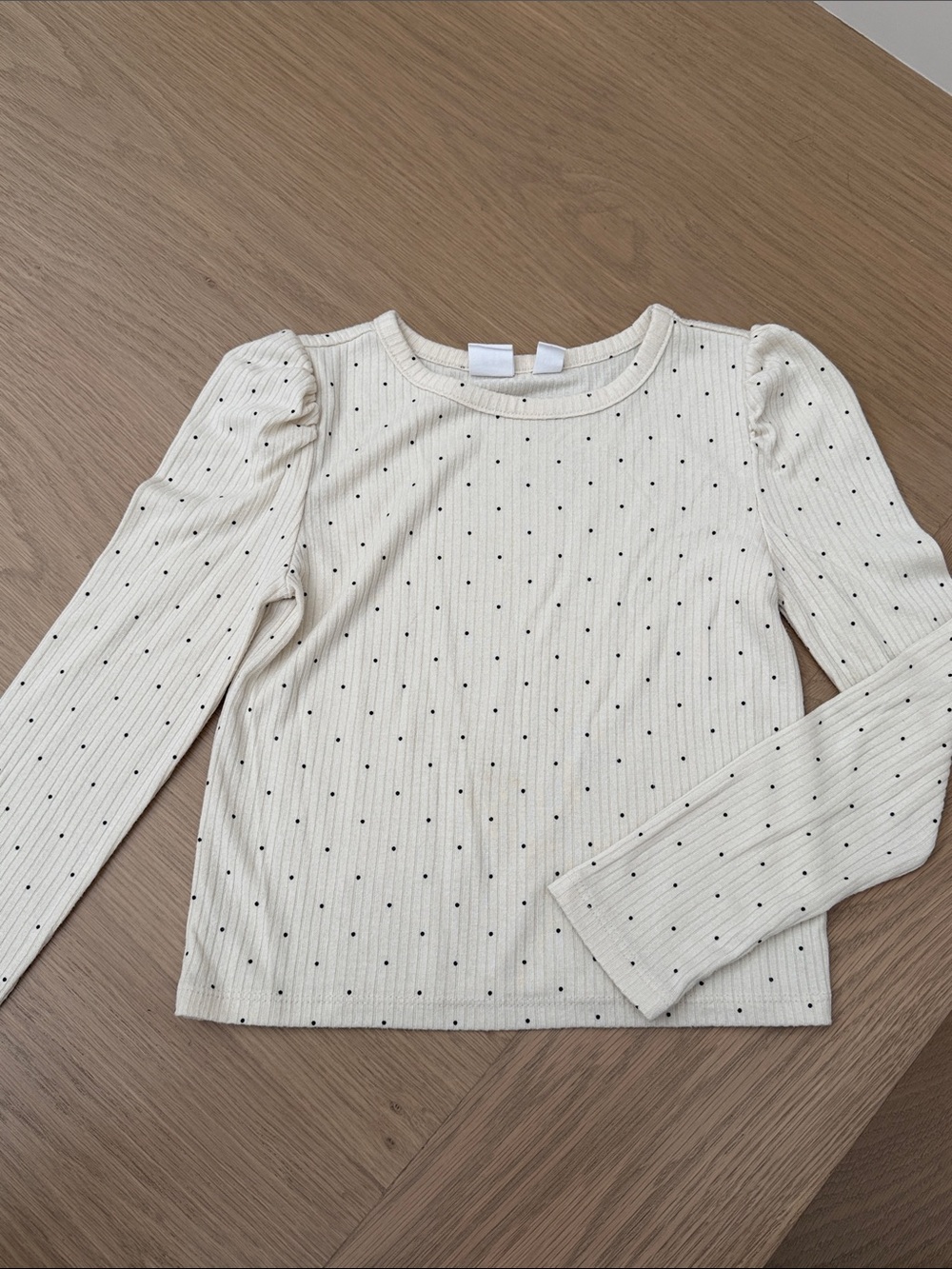 GAP Cream Long Sleeve Ribbed Top with Black Dot Print